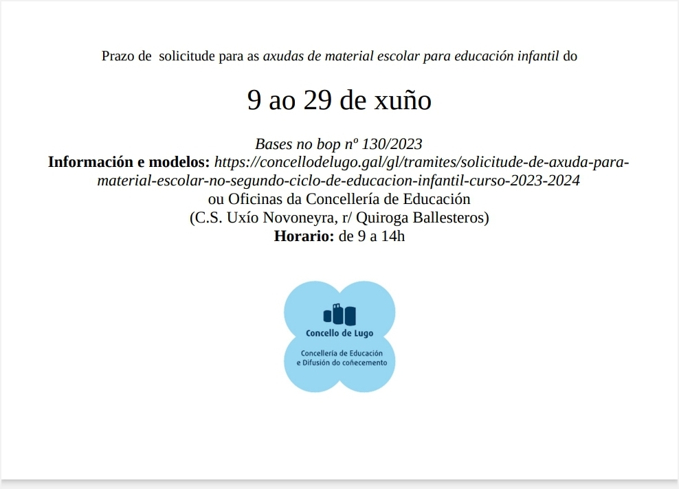 Abierto plazo para solicitar ayudas de material escolar